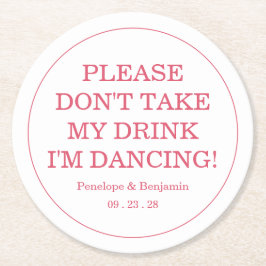 Modern Bright Pink Drink Cover Wedding Underlägg Papper Rund