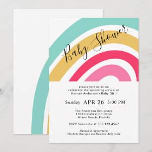 Modern Bright Rainbow Baby Shower for Girl Inbjudningar