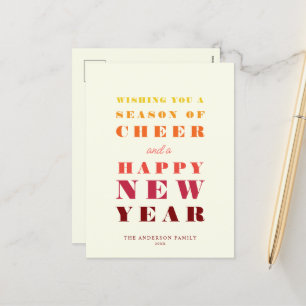Modern Bright Rainbow Typography, nytt år Helg Vykort