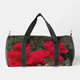 Modern Bright Red Blommigt Duffel Bag