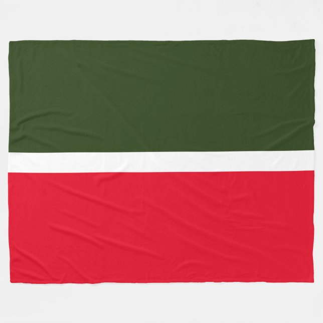 Modern Bright Red White Forest Grönt Färg Block Fleecefilt (Framsidan (Horisontell))