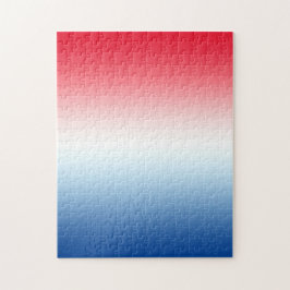 Modern Bright Red White och Blue Ombre Pussel