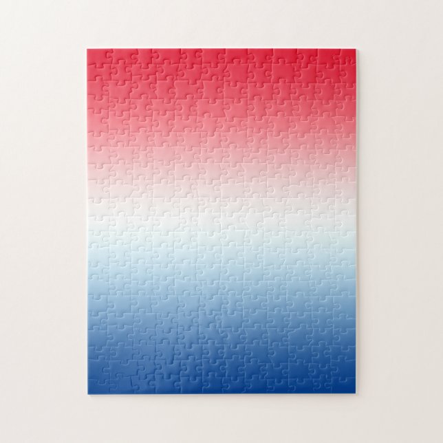 Modern Bright Red White och Blue Ombre Pussel (Vertikal)