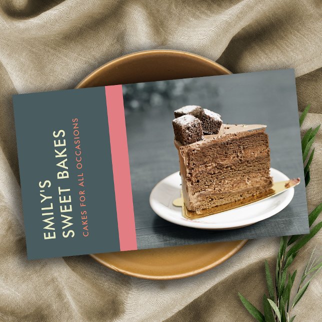 MODERN BRIGHT ROLIGT ROSA GRÅTT BLUE BAKERY CHEF F VISITKORT (Skapare uppladdad)