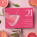 Modern Bright Rosa Cocktail 21:a födelsedagen Inbjudningar<br><div class="desc">Modern 21:a födelsedagsinbjudan med typografi av elegantens chic och minimalistisk design i ljusa rosa färg</div>