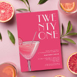 Modern Bright Rosa Cocktail 21:a födelsedagen Inbjudningar<br><div class="desc">Modern 21:a födelsedagsinbjudan med typografi av elegantens chic och minimalistisk design i ljusa rosa färg</div>