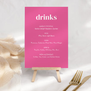 Modern Bright Rosa Girly Drinks Tabletop-tecken Bordsnummer