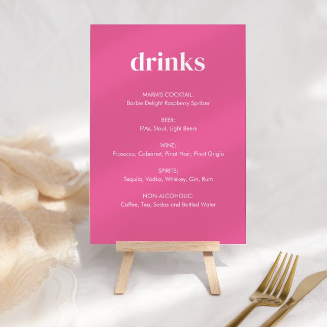 Modern Bright Rosa Girly Drinks Tabletop-tecken Bordsnummer (Skapare uppladdad)