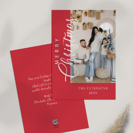 Modern Bright Rosa Photo jul Hälsning Julkort