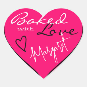 Modern Bright Rosa White Baksida med Kärlek Heart Hjärtformat Klistermärke