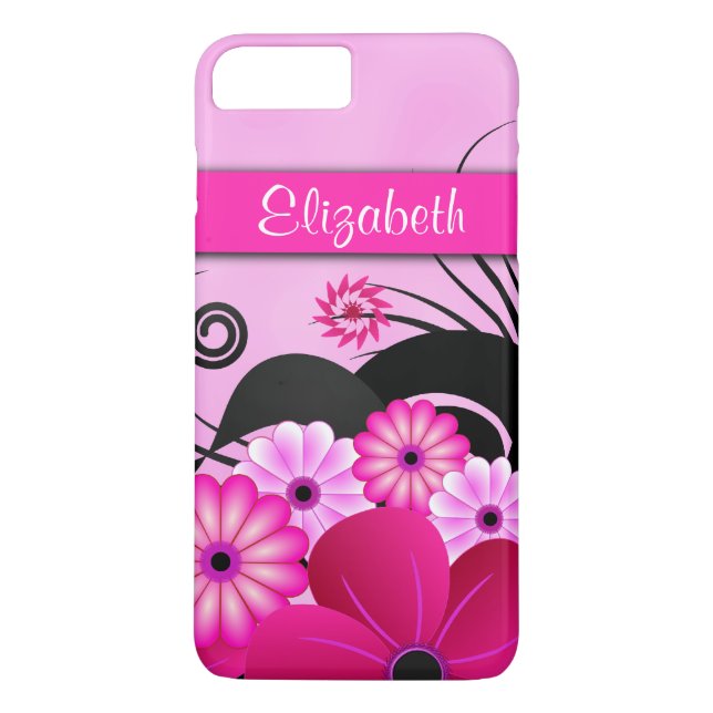 Modern Bright Shock rosa Flowers Fuchsia Blommigt  Case-Mate iPhone Skal (Baksida)