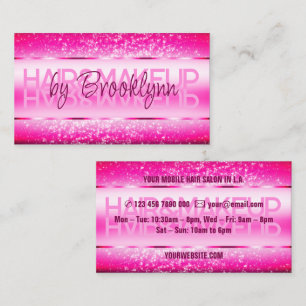 Modern Bright Shock rosa med Shimmery Glitter Star Visitkort