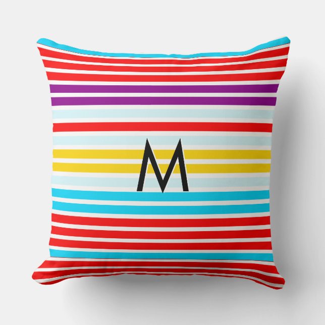 Modern Bright Summer Rand Patterned Multifärgad Kudde (Framsida)