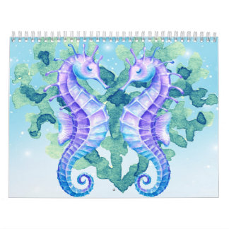 Modern Bright Watercolor Sea Life Kalender