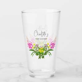 Modern Bright Wildblommes Gult Rosa Baby Shower Glaskopp