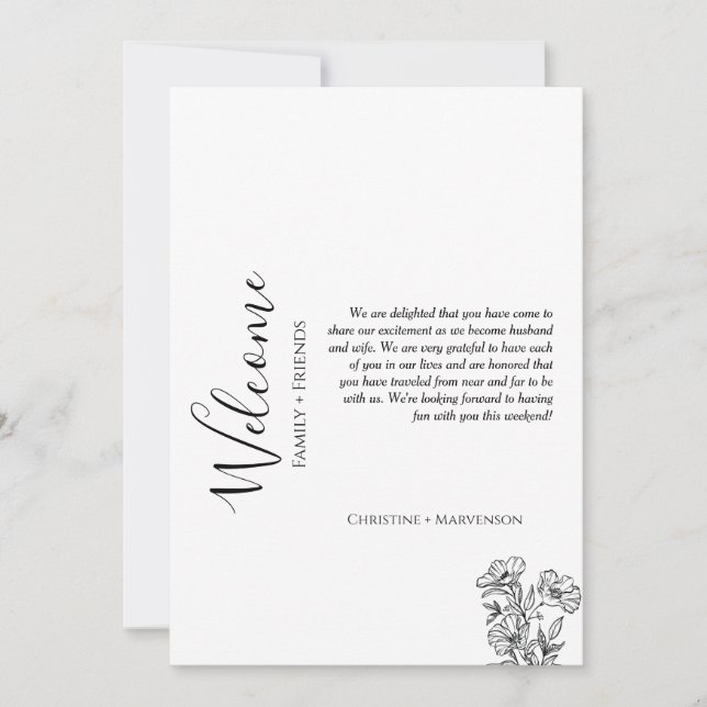 Modern bröllags välkomst- och programhelg inbjudningar (Framsida)