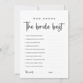 Modern Bröllaksspel Kort 'Vem Känner Bruden Bäst'