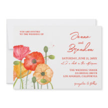 Modern Brölloksinbjudan till Blommigten Red Poppy