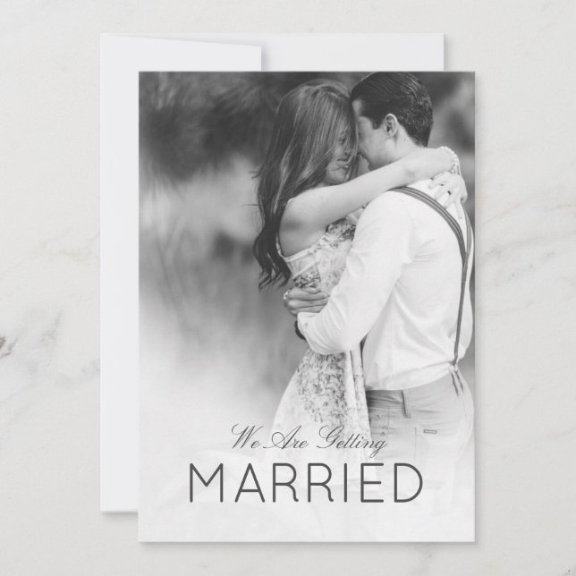 Modern Bröllop 2 Photo Elegant Black and White Inbjudningar (Framsida)