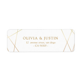 Modern bröllop-adressetikett för geometrisk guld returadress etikett
