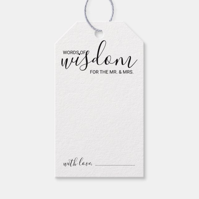 Modern Bröllop Advice och Önskemål Gift-Märkre Presentetikett (Framsidan)