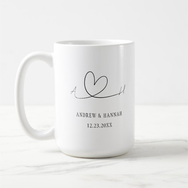 Modern Bröllop Anpassningsbar Bride och Groom Gift Kaffemugg (Vänster)