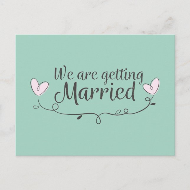 Modern Bröllop är vi Gifta sig lugn Meddelande Vykort (Framsida)