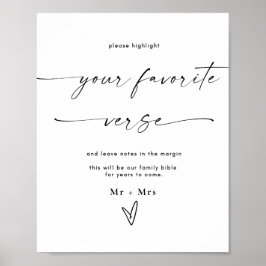 Modern Bröllop bible Favorite Verse-tecken Poster