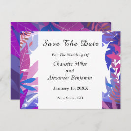 Modern Bröllop Blue Blommigt Watercolor Spara Datumet