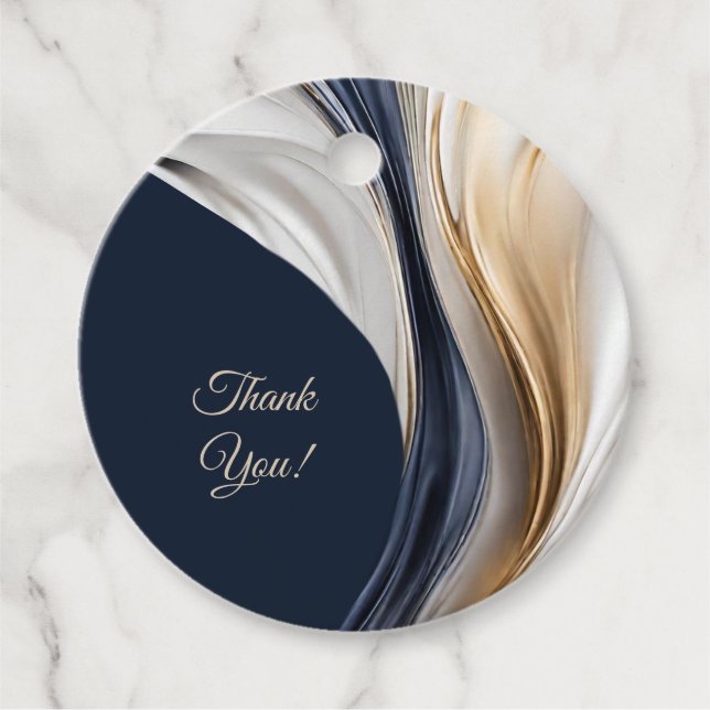 Modern Bröllop-Blue White Guld Gåvor Etiketter (Framsida)