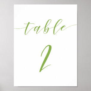 Modern bröllop bordsnummer 2-signal poster