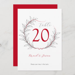 Modern Bröllop Bordsnummer & Menu (röd)