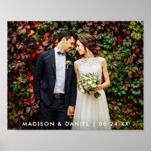 Modern Bröllop Bride and Groom Photo Poster