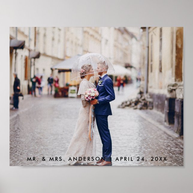 Modern Bröllop Bride Groom Photo Poster (Framsidan)