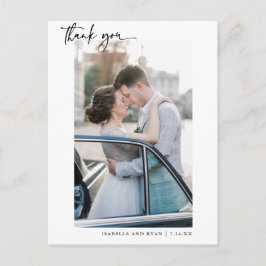 Modern Bröllop Calligraphy Photo Tack Vykort