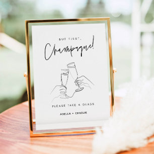 Modern Bröllop Champagne-skylt Poster