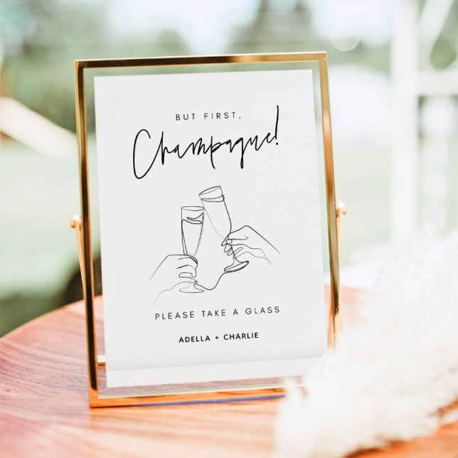 Modern Bröllop Champagne-skylt Poster (Skapare uppladdad)