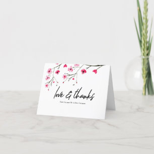Modern Bröllop Cherry Blommar Kärlek och tack Kort