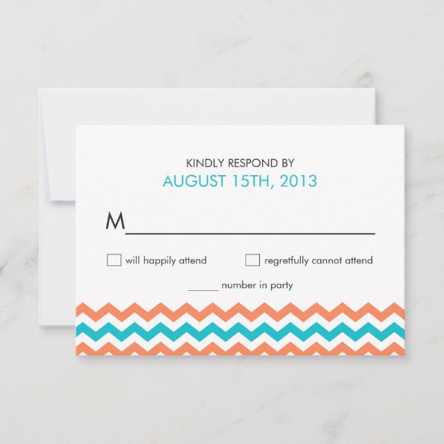 Modern Bröllop Chevron Zigzag OSA kort (Framsida)