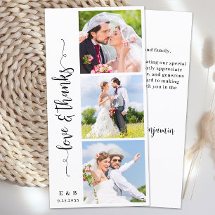 Modern Bröllop Chic Personlig Monogram 3-foto Tack Kort