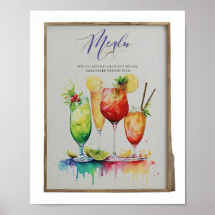 Modern bröllop-cocktails på dryckesmenyn illustrer poster