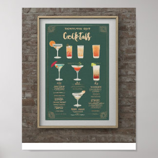 Modern bröllop-cocktails på dryckesmenyn illustrer poster