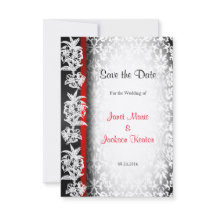 Modern Bröllop Damask i vitt, svart och rött