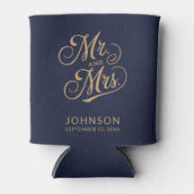 Modern Bröllop Date Navy Blue Mr & Mrs Party Favor