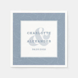 Modern Bröllop Dusty Blue Trendig Bride & Groom Pappersservett