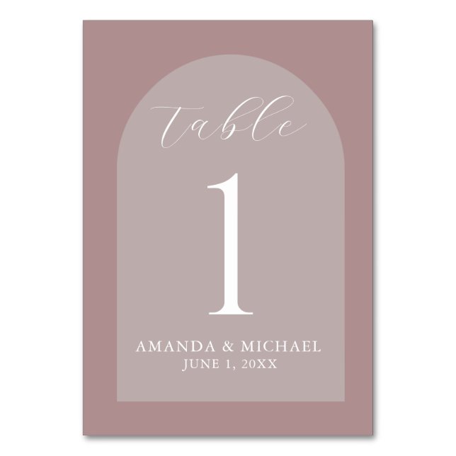 Modern Bröllop Dusty Ro Hues Bordsnummer (Baksidan)