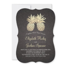 Modern Bröllop Elegant Black Guld Pineapple par
