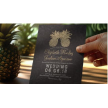 Modern Bröllop Elegant Black Guld Pineapple par