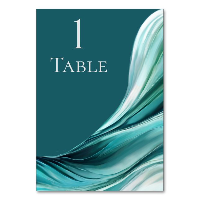 Modern Bröllop - Emerald Grönt- Bordsnummer (Framsidan)