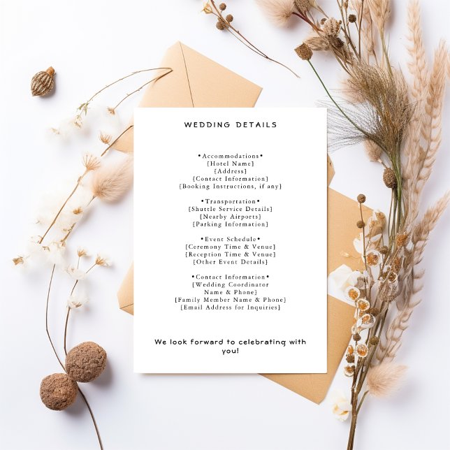 Modern Bröllop | Enkel typografiinformation Tilläggskort (Skapare uppladdad)